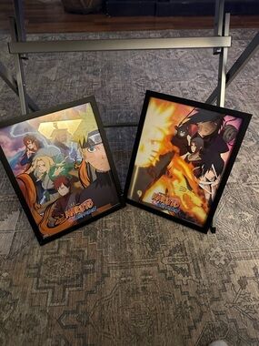 Naruto Shippuden Framed Posters - Set of 2 - Orange & Black Accents